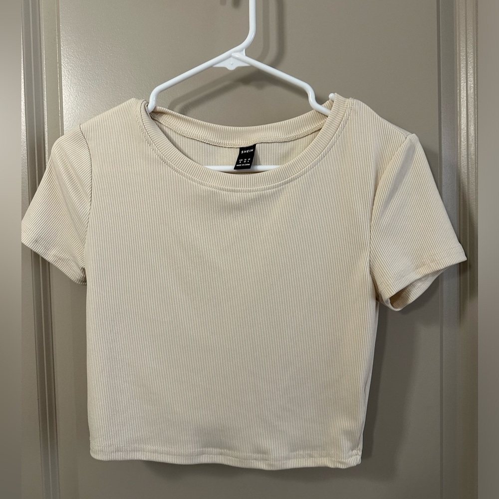 Beige Ribbed Crop Top